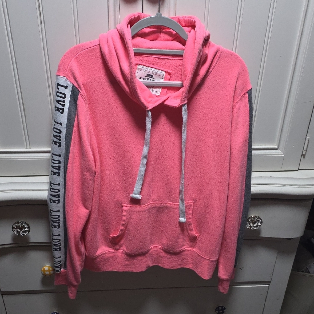Reflex Pink Hoodie Sweater with Contrast Sleeves